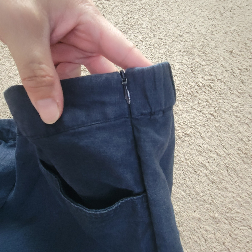 J. Jill Love Linen XL Wide Leg Side Zip Ankle Pants Navy - Picture 13 of 14